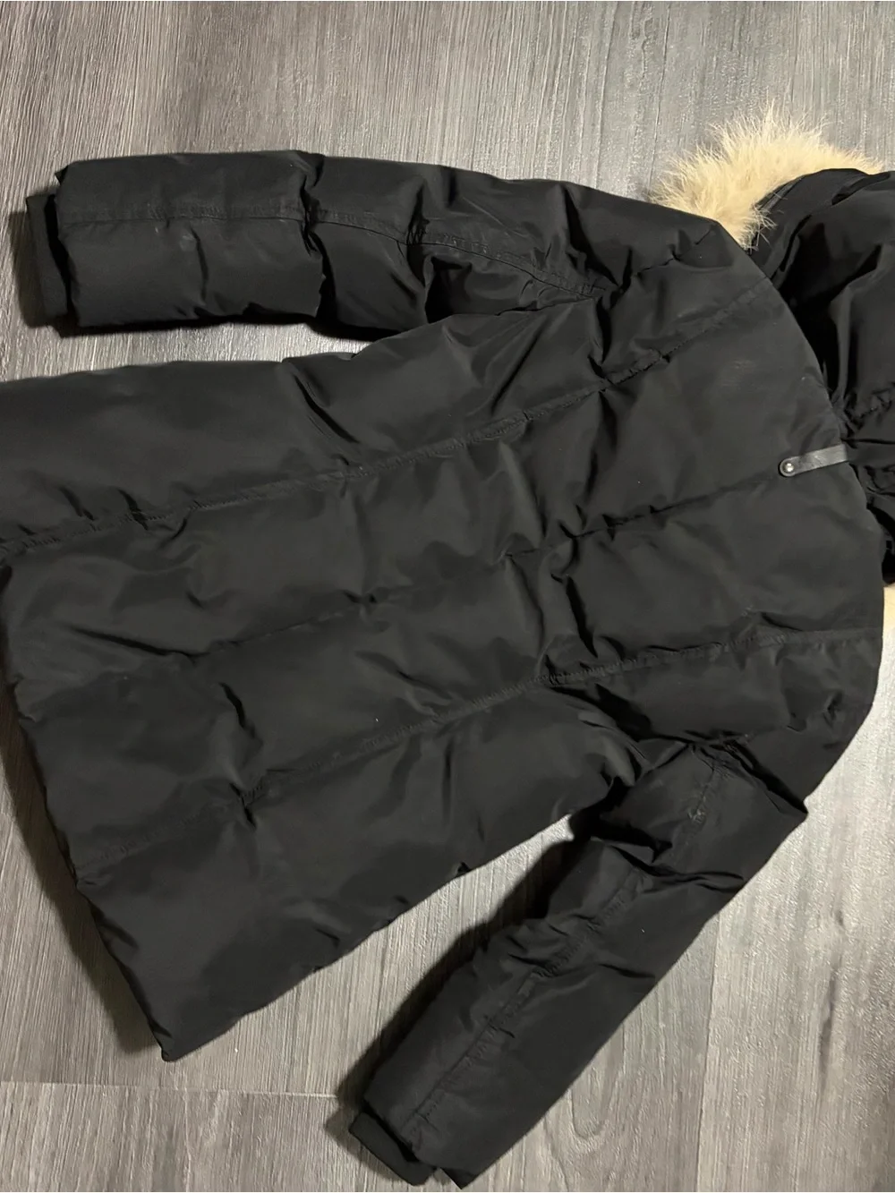Moose Knuckles Black Parka with Fur-Trim Hood